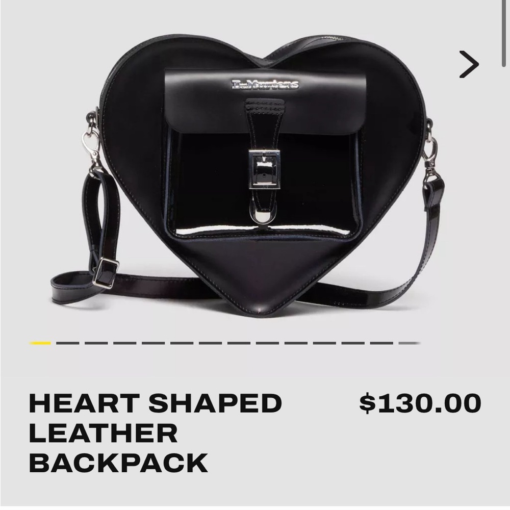 Patent leather black heart shaped backpack by dr martens